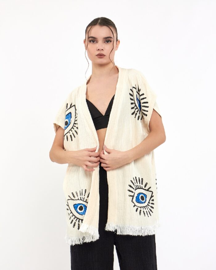 Blue Eye Siyah Pantolonlu Müslin Yelek