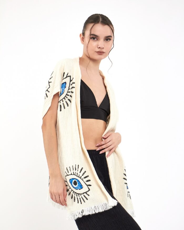 Blue Eye Siyah Pantolonlu Müslin Yelek