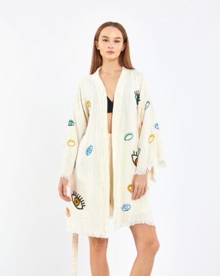 Bunte Augen Shorts Set Kimono