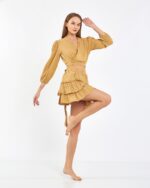Crop Etekli Takım Amber Sarısı