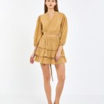 Crop Etekli Takım Amber Sarısı