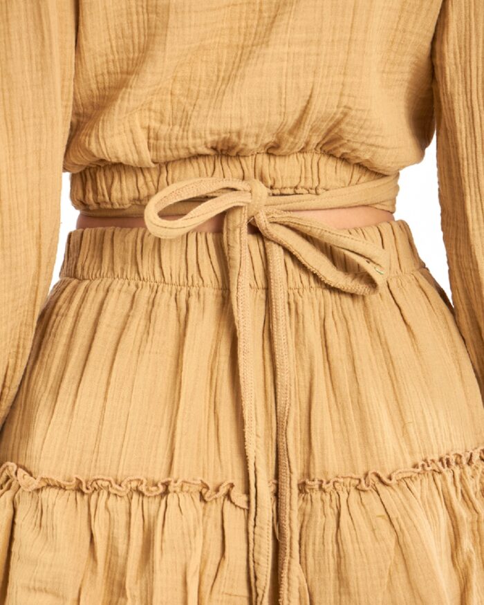 Crop Etekli Takım Amber Sarısı Crop Etekli Takım Amber Sarısı