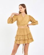 Crop Etekli Takım Amber Sarısı