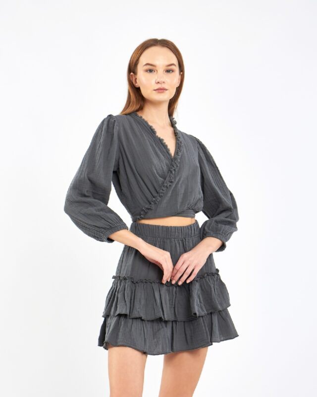 Crop Skirted Suit Anthracite