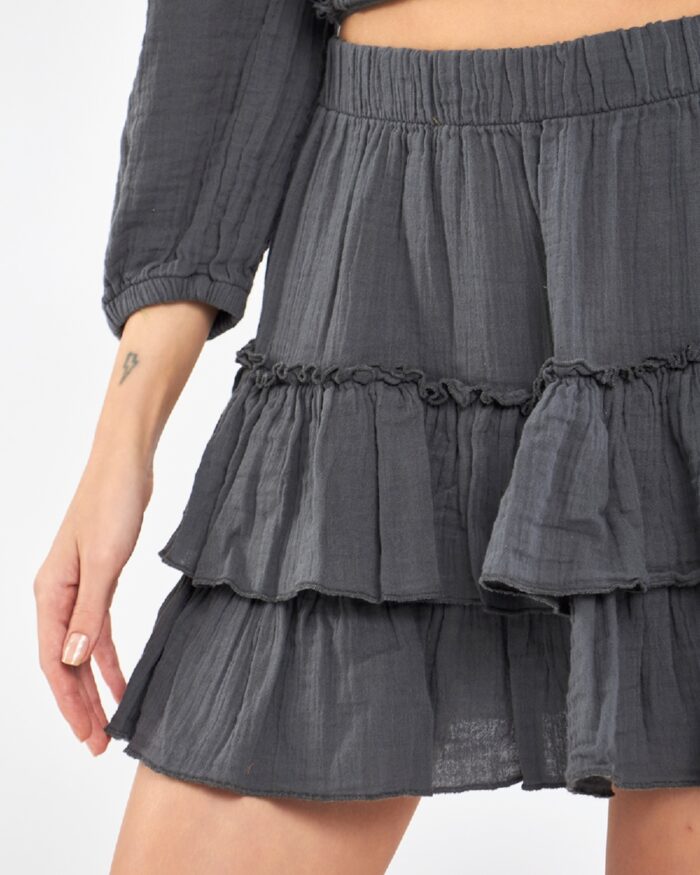 Crop-Rock-Anzug Anthrazit