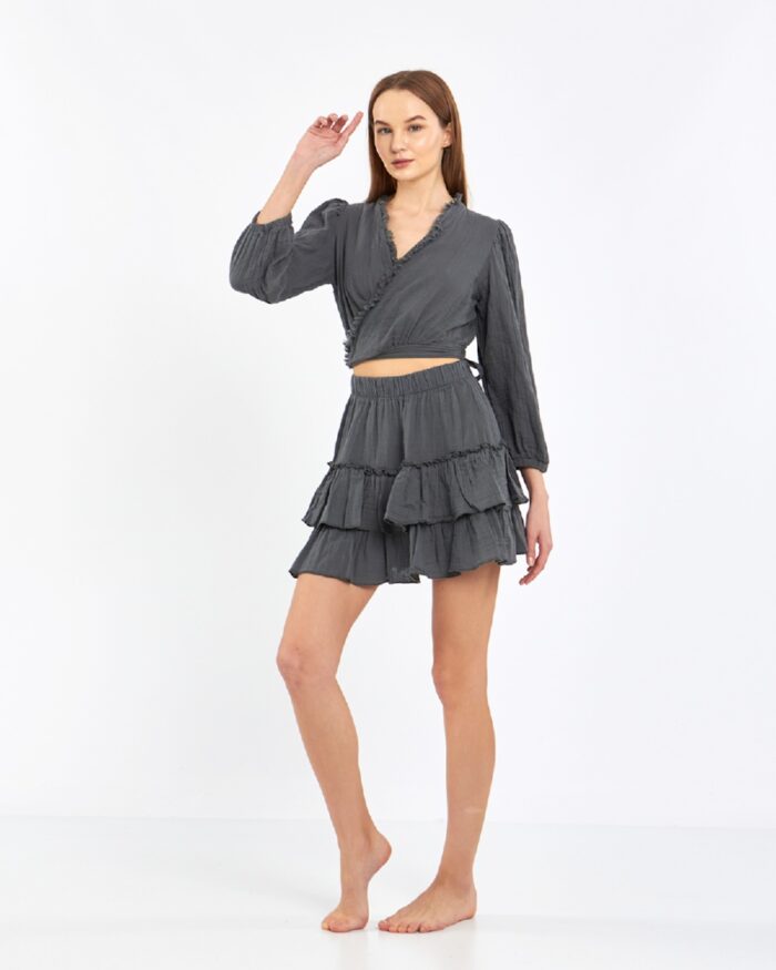 Crop-Rock-Anzug Anthrazit