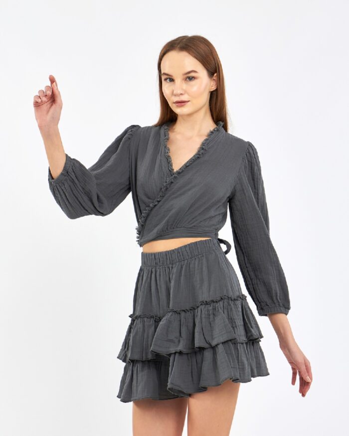 Crop-Rock-Anzug Anthrazit