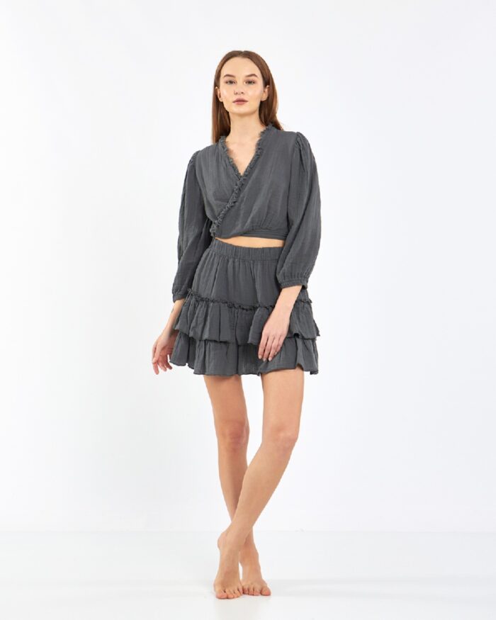 Crop-Rock-Anzug Anthrazit