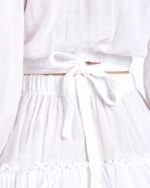 Crop Etekli Takım Beyaz