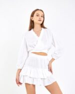 Crop Etekli Takım Beyaz