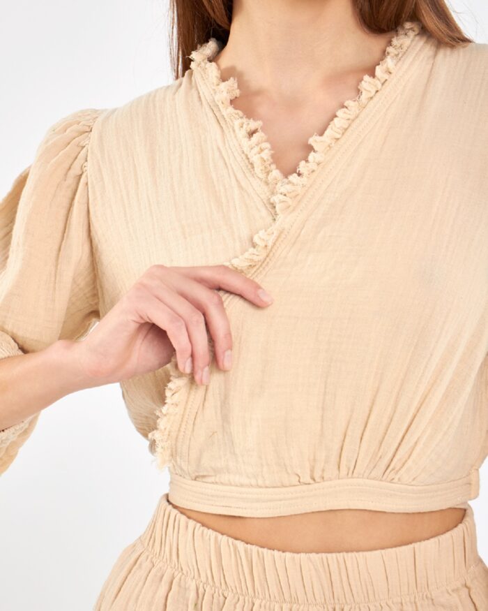 Crop Etekli Takım Fildişi