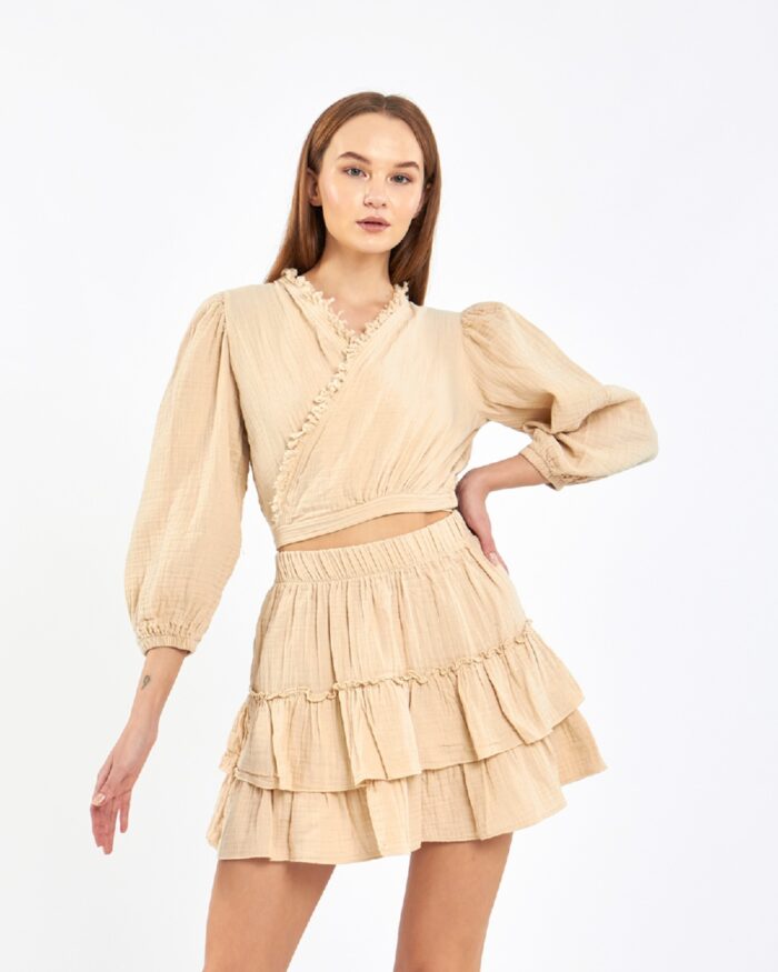 Crop Etekli Takım Fildişi