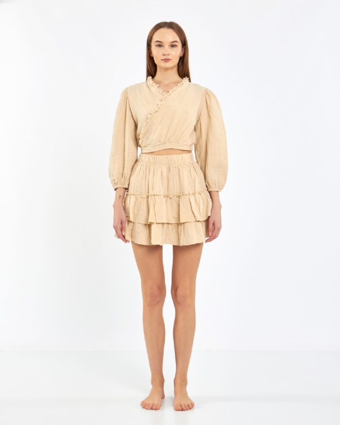 Crop Etekli Takım Fildişi