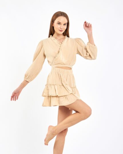Crop Skirted Suit Ivory