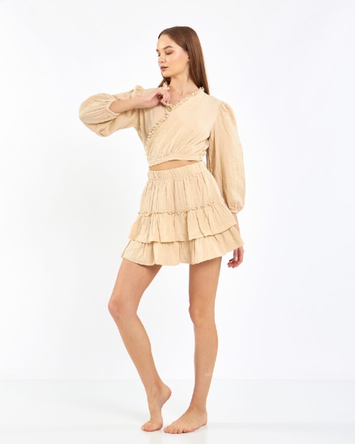 Crop Etekli Takım Fildişi