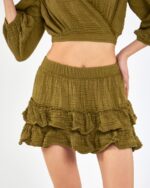 Crop Skirted Suit Khaki