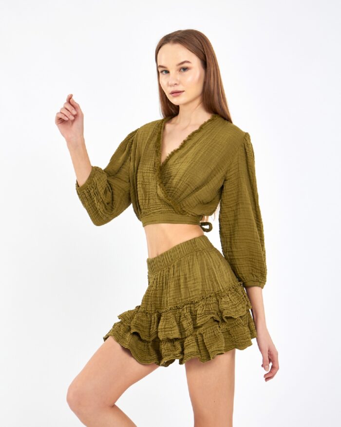 Crop Skirted Suit Khaki Crop Skirted Suit Khaki