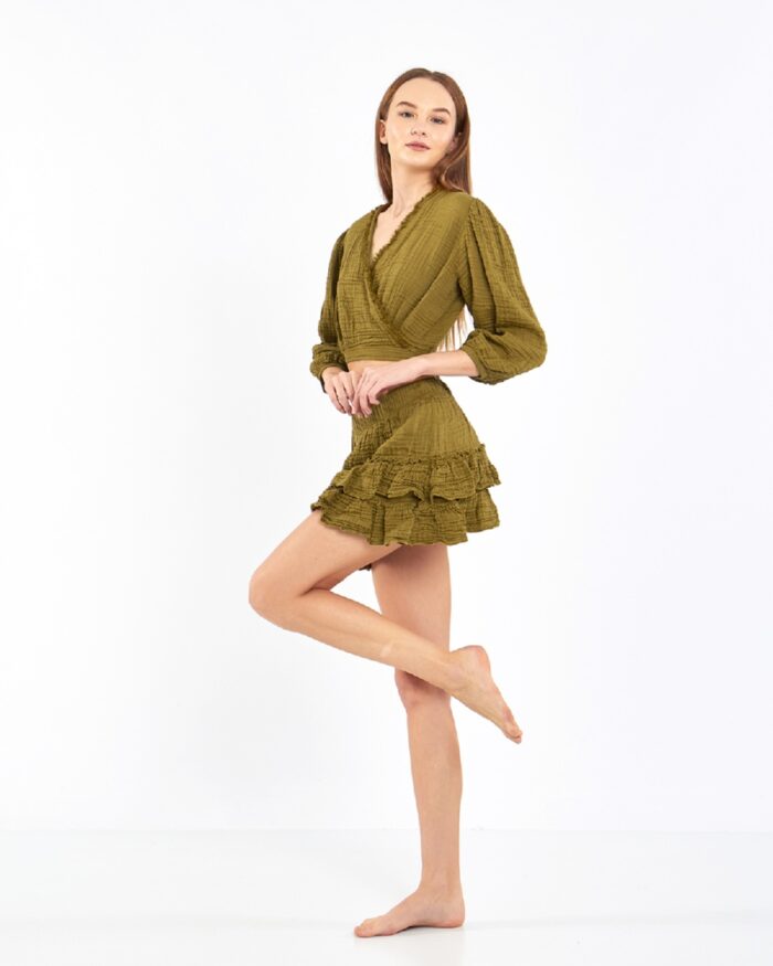 Crop Skirted Suit Khaki Crop Skirted Suit Khaki