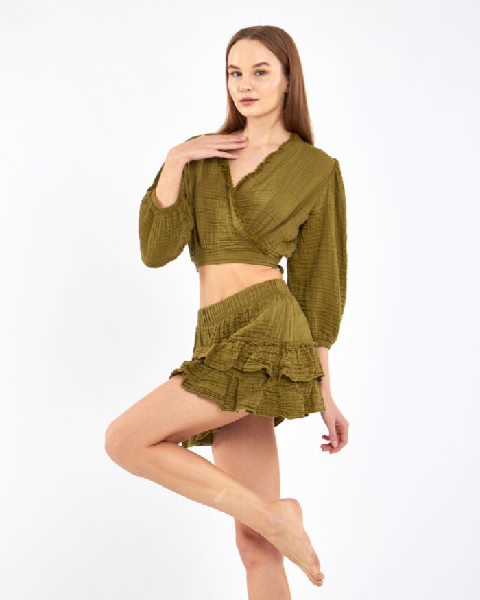 Crop Skirted Suit Khaki Crop Skirted Suit Khaki