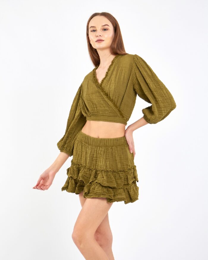 Crop Skirted Suit Khaki Crop Skirted Suit Khaki