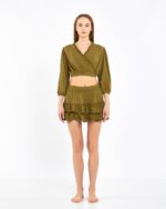 Crop Skirted Suit Khaki