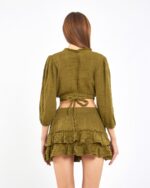 Crop Skirted Suit Khaki