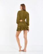 Crop Skirted Suit Khaki