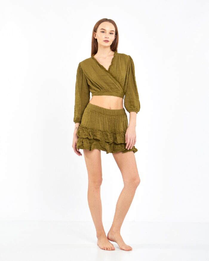 Crop Skirted Suit Khaki Crop Skirted Suit Khaki