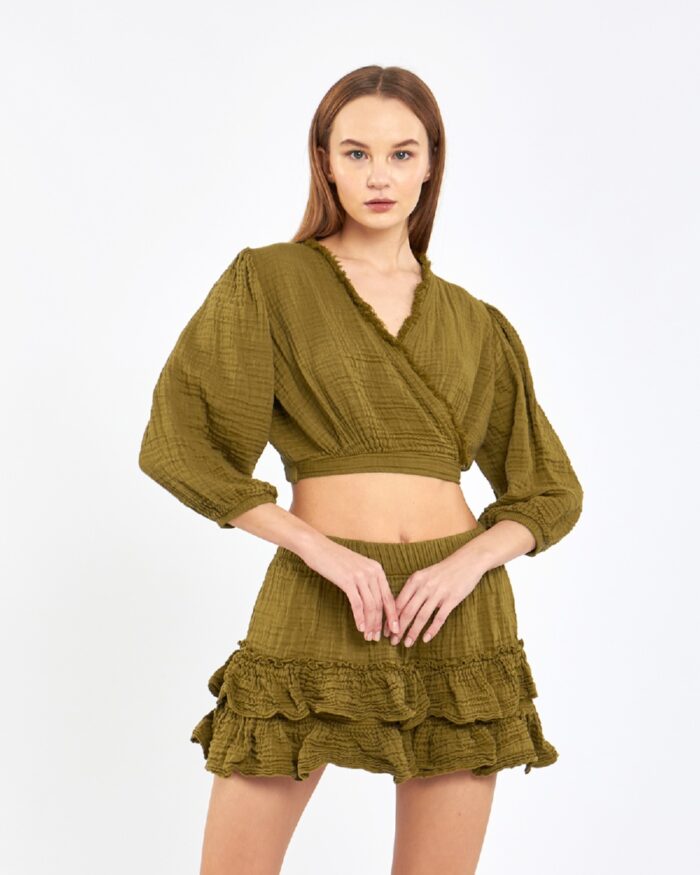 Crop Skirted Suit Khaki Crop Skirted Suit Khaki
