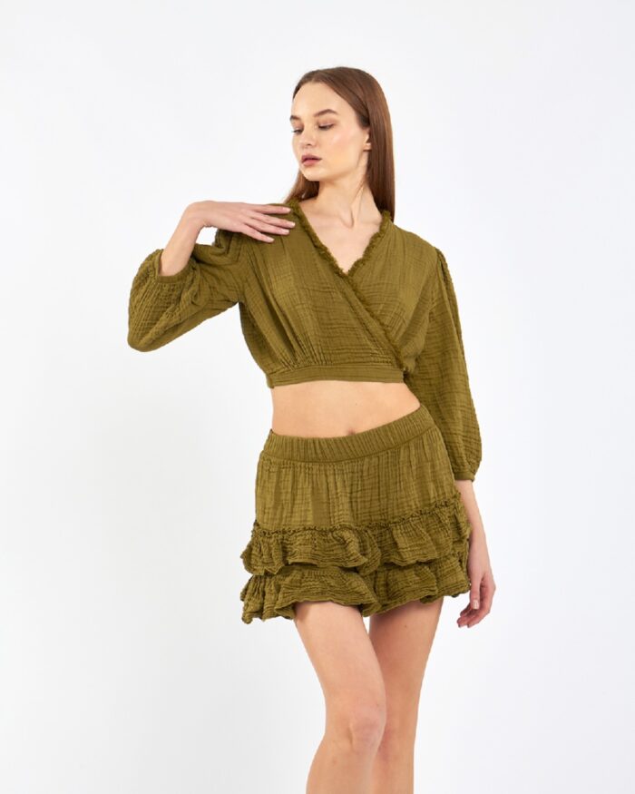 Crop Skirted Suit Khaki Crop Skirted Suit Khaki