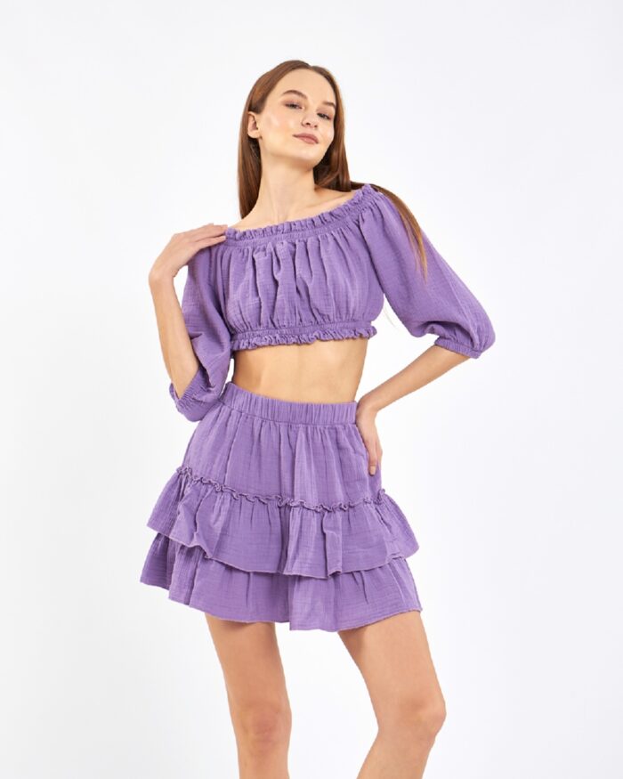 Crop Skirted Suit Lilac