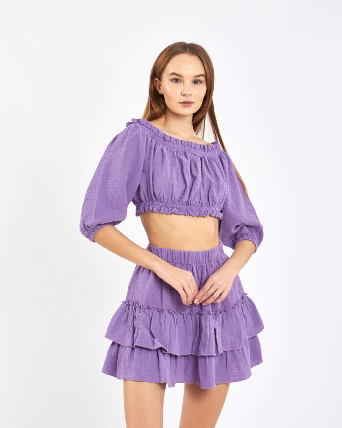 Crop Skirted Suit Lilac