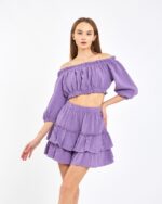 Crop Skirted Suit Lilac
