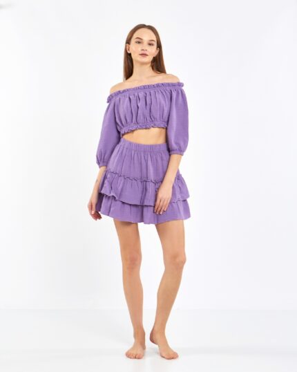 Crop Skirted Suit Lilac