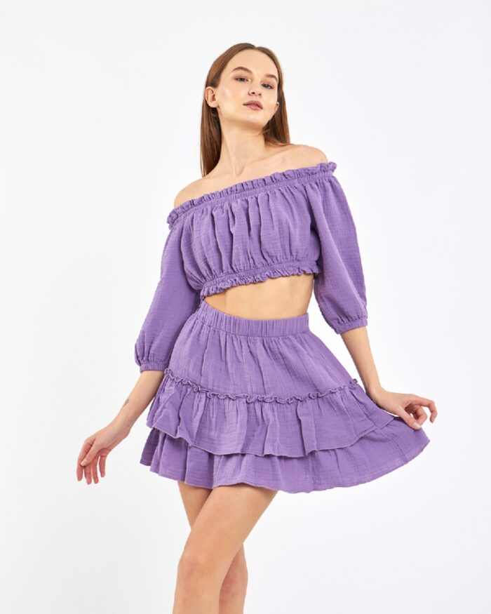 Crop Skirted Suit Lilac