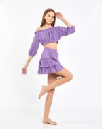 Crop Skirted Suit Lilac
