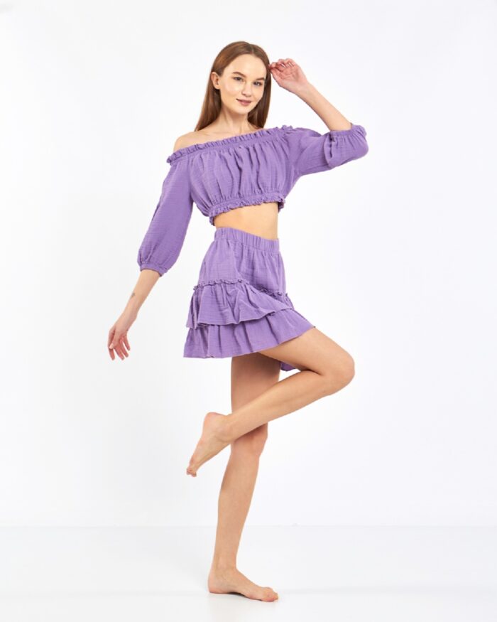 Crop Skirted Suit Lilac