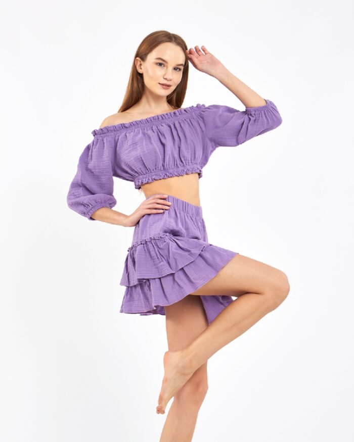 Crop Skirted Suit Lilac