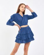 Crop Skirt Suit Parliament Blue