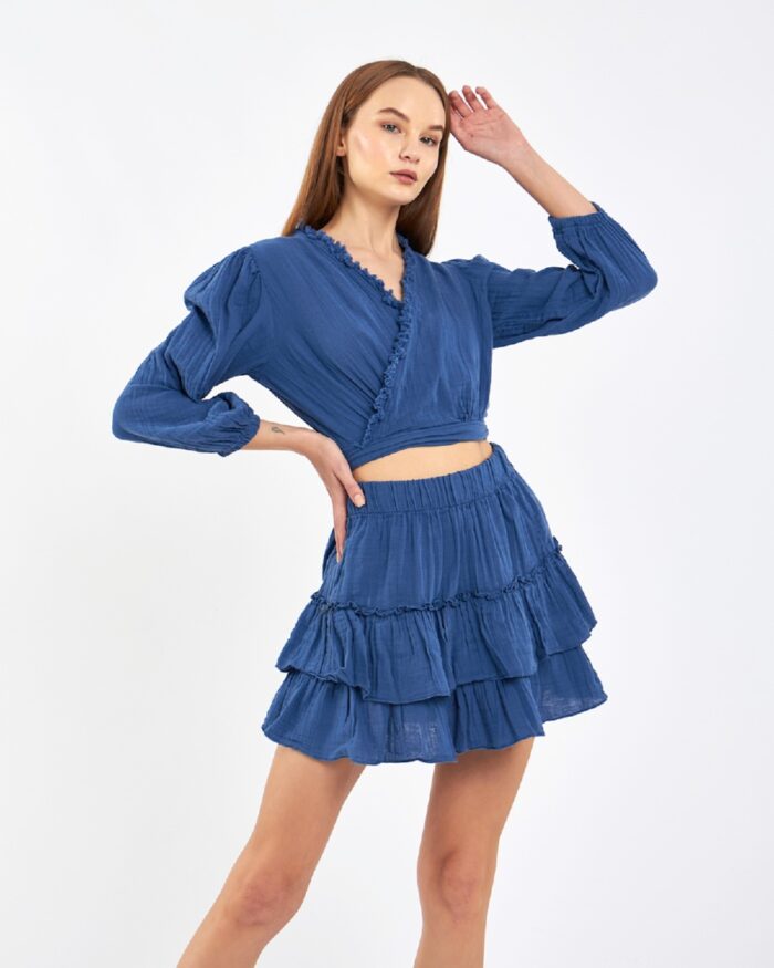 Crop Skirt Suit Parliament Blue