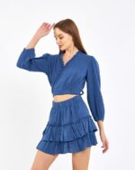 Crop Skirt Suit Parliament Blue