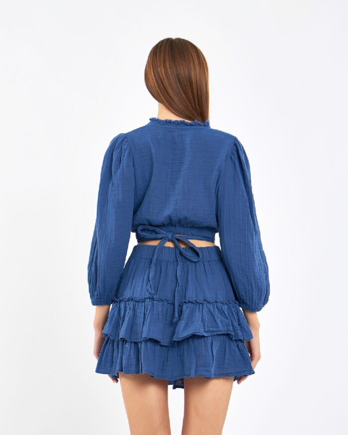 Crop Skirt Suit Parliament Blue