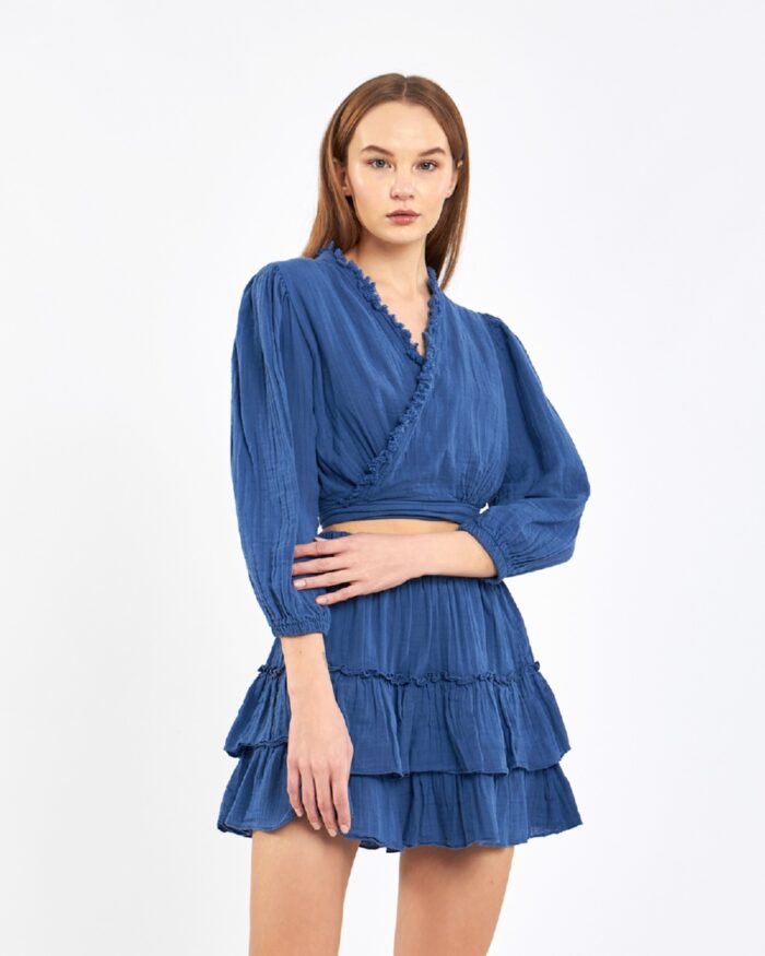 Crop Skirt Suit Parliament Blue