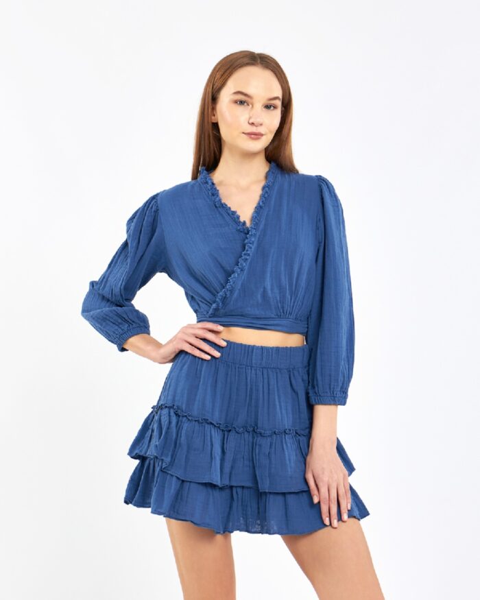 Crop Skirt Suit Parliament Blue