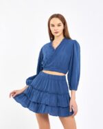 Crop Skirt Suit Parliament Blue