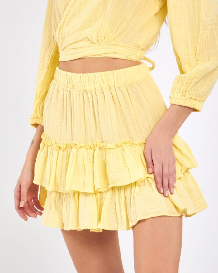 Crop Skirted Suit Yellow