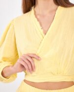 Crop Skirted Suit Yellow