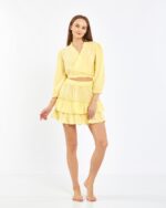 Crop Skirted Suit Yellow