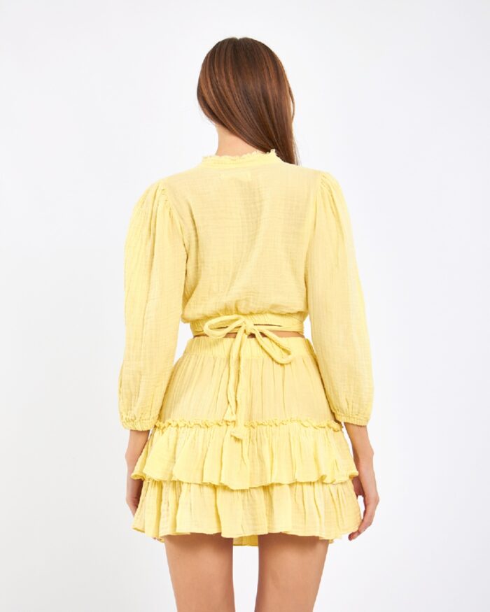 Crop Skirted Suit Yellow