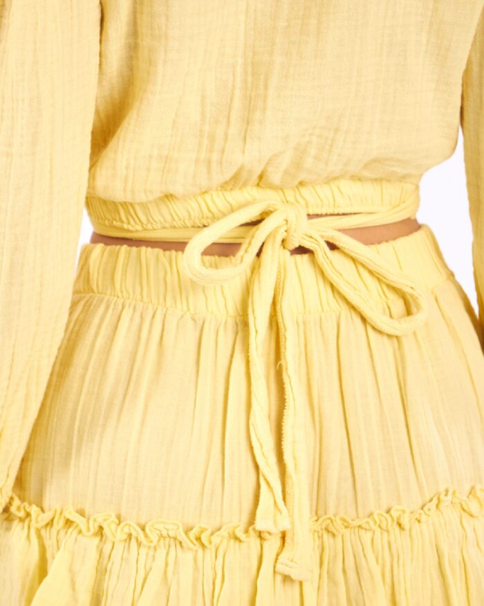 Crop Skirted Suit Yellow